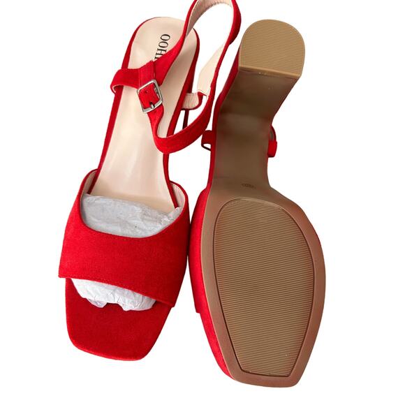 Oohrhn Women's Suede Platform Sandals with Ankle Strap - Size 10 - Picture 6 of 6
